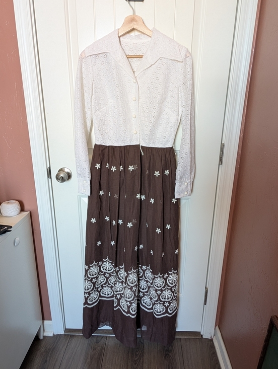 Toni Todd Dresses & Skirts - Vintage Toni Todd Lace Accent Dress W10 Brown/White
